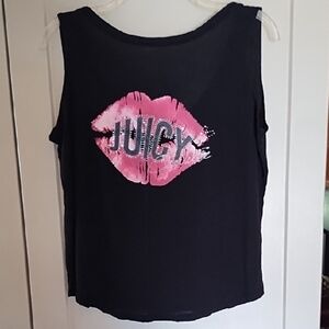 Vintage Juicy Couture Black Tank with Pink Lip and Logo
